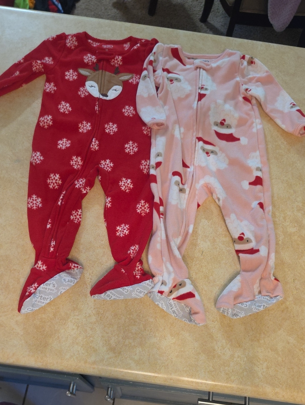 Holiday Fleece Footed One-Piece Pajama - Red and Pink